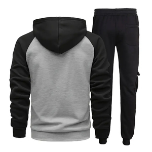 Ensemble de survêtement cargo pour homme de qualité supérieure, taille plus, fermeture éclair, manches longues, vêtements de sport pour homme, ensemble de survêtement cargo avec poche latérale - Product Image 2