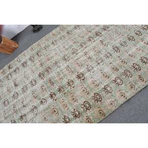 Alfombra turca Vintage verde Beige clásica 4,6X8,1 pies diseño de retazos lana algas marinas para el hogar sala de estar rectángulo pasillo látex - Product Image 5