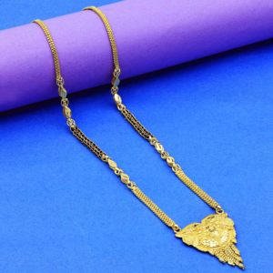 Vente en gros de micro pendentifs plaqués or 24 ct bijoux traditionnels de mariage en laiton Mangalsutra Design 18 pouces de long - Product Image 4