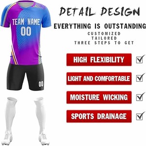 Ropa deportiva de alta calidad, camisetas de fútbol, camiseta de fútbol, camiseta personalizada, camiseta de fútbol para niños, conjuntos de uniformes de entrenamiento - Product Image 4