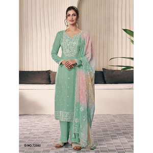 Suministro directo de fábrica Estilo tradicional Clásico Ropa informal Viscosa pesada con impresión digital y bordado Traje DE TRABAJO Salwar - Product Image 1