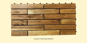 Azulejo de cubierta de Patio de madera de Acacia antideslizante moderno 15 listones tipo entrelazado impermeable uso interior exterior balcón jardín - Product Image 3