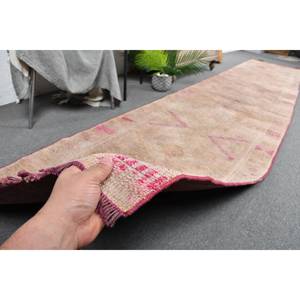 Alfombra turca Vintage de 28x143 pies, Beige, rosa, área grande, tejido de lana Jacquard, patrón abstracto, modelo de pasillo Rectangular, respaldo de látex - Product Image 3