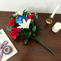 Fleurs artificielles 42,5 cm, bouquet de lys et de carnations artificielles pour la décoration de vase, arrangements floraux et de fleurs pour mariage, approvisionnement en gros