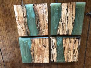 Craftsy Home Ensemble de sous-verres en résine époxy de qualité en bois avec effet océan Dessous de verre ronds carrés décoratifs en résine époxy - Product Image 2