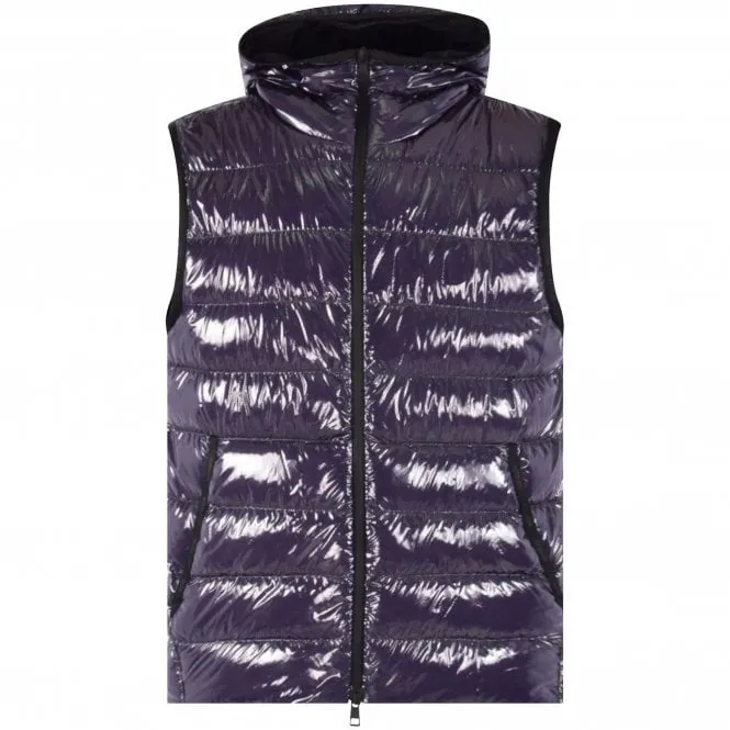 100% Nylon shinny bubble navy Blue detachable Hooded Gillet Custom Made sleeveless jackets casual Streetwear winter outfit vest