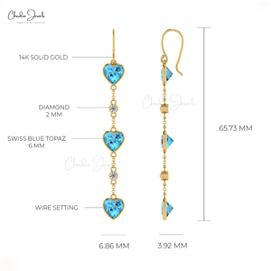 Conjunto de bisel redondo 2mm pendientes llamativos de diamantes blancos 14K oro sólido azul suizo pendientes nupciales Joyería Al por mayor fábrica directa - Product Image 6
