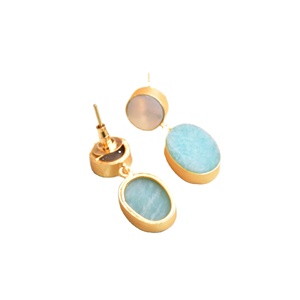 Pendientes Colgantes Clásicos Vintage de Latón Natural con Madreperla, Acabado Pulido, Chapados en Oro de 14K, Pieza de Moda Unisex Personalizable - Product Image 5