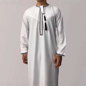 2025 estilo islámico marroquí de manga larga Hombre Ropa bordado Thawb tradicional Ramadán Eid Marruecos hombres - Product Image 1