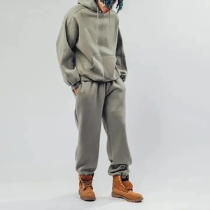Ensemble survêtement délavé à l'acide avec broderie imprimée personnalisée Pull coupe ample Sweat à capuche et jogging unisexe avec fermeture éclair Street wear pour hommes - Product Image 1