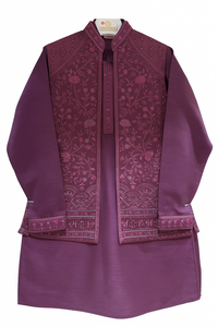 Nouveaux hommes élégants blanc Vintage Pastel imprimé Kurta pyjama ensemble avec veste Nehru pour fête de mariage tenue ethnique indienne - Product Image 2