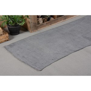 Tapis Turc Vintage Gris Moderne 2.5 X 9.6ft Grande Surface Classique Rectangle Abstrait Patchwork Design Laine Latex pour Couloir - Product Image 5