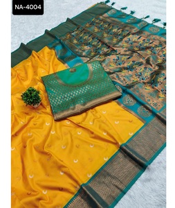 Latest Traditional Women's Silk Saree Collections for Wedding Festivals Paithani Border Attached Pallu Indian Pakistani Clothing - Product Image 1
