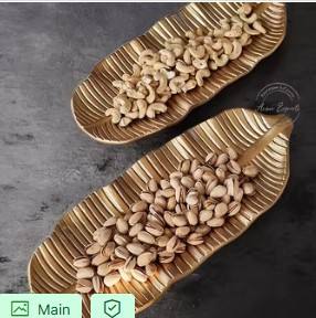 Plateau élégant en forme de feuille en acier inoxydable Design moderne et élégant pour servir des collations et exposer des objets décoratifs - Product Image 5