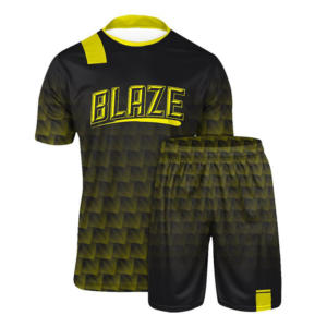 Conjunto de camiseta y pantalones cortos de fútbol de secado rápido personalizado unisex nuevo uniforme de sublimación de media manga transpirable con diseño de rayas - Product Image 1