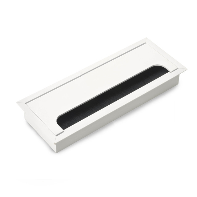 Emuca Quadrum Rectangular 269x80mm Table Grommet White Painted Aluminum Embedding Furniture Accessory Model 5012412 Spain