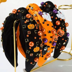 Nuevo Diseño Clásico en Negro, Beige Arena, Rosa Pastel, Naranja Vibrante, Morado Real y Blanco, Tela con Cuentas para Halloween, Anudada, 2026 - Product Image 1