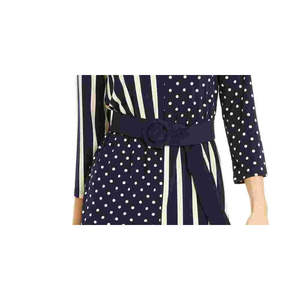 Top da donna Alfani blu con maniche a 3/4 e scollo a V, fantasia, da indossare al lavoro, taglia media, realizzato in poliestere - Product Image 3