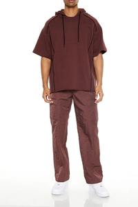 OEM venta al por mayor personalizado de punto pulóver con capucha para los hombres holgado de manga corta hombro sudaderas con capucha de gran tamaño con serigrafía - Product Image 4