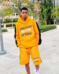 Heavyweight 100 _ algodón serigrafiado Sudadera con capucha de gran tamaño y pantalones de chándal pantalones cortos deportivos conjunto de dos piezas chándales para hombres - Product Image 2