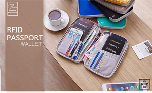 Muti sang trọng Oxford du lịch Ví mỏng đa chức năng RFID chặn hộ chiếu chủ dây kéo đóng cửa Chất lượng cao polyester - Product Image 2