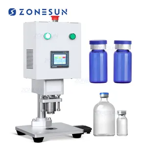 ZONESUN, solución de botella pequeña eléctrica completa, vial de vidrio, tapas de aluminio y Metal, tapón, máquina taponadora de sellado