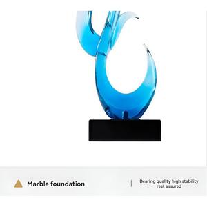 Objet de table Blue Wave de qualité supérieure, sculpture artistique ajoutant une touche d'élégance moderne au salon ou au bureau, fabriqué à la main en Inde - Product Image 4