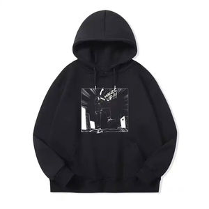 Venta al por mayor de ropa de calle para hombres sudaderas con capucha diseño de impresión personalizado DTF con cuello con capucha logotipo frontal posición sudaderas en blanco - Product Image 5