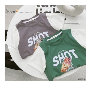 BEEMO KIDS Modern Sport Style 100% Cotton Top Conjunto de ropa para bebés Take a Shot Diseño impreso Precio - Product Image 1