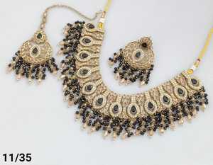 Chapado en oro antiguo hermoso impresionante circón cúbico cristal colgante gota gargantilla collar de boda joyería con pendientes para mujer - Product Image 3