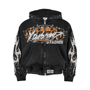 2025 Wholesale sweat suit jogging suits women 100%cotton zip <b>up</b> hoodie and flare sweatpants distressed Mens hoodies for <b>Boys</b> - Product Image 6