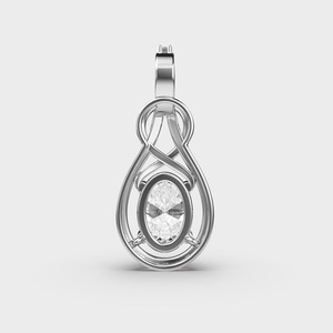 Pendentif infini en diamant ovale cultivé en laboratoire certifié IGI avec attache en diamant en or jaune/rose et or blanc 9 carats - Product Image 4