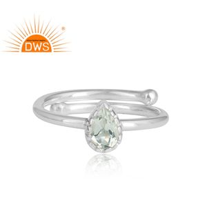 New Trendy Fine Sterling Silver Natural <b>Green</b> Amethyst Gemstone Stackable Ring Custom <b>Jewelry</b> For Women Gift For Her - Product Image 3