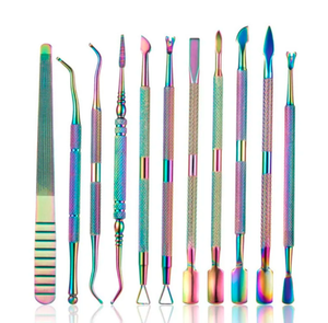 Arc-en-ciel multicolore en acier inoxydable à double extrémité poussoir à cuticules ensemble de dissolvant Gel vernis à ongles Triangle grattoir pour le soin des ongles - Product Image 5