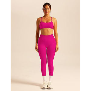 Conjuntos de Yoga de 2 Piezas, Top Deportivo Sin Costuras, Leggings de Cintura Alta, Elásticos, Transpirables, con Logotipo Frontal, Ropa Deportiva para Mujer - Product Image 4