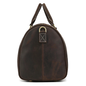 Bolsa de lona de viaje de cuero con compartimento Bolso de hombro de cuero hecho a mano para fitness Equipaje Mochila de fin de semana - Product Image 5