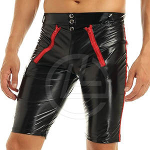 กางเกงขาสั้นหนังสำหรับผู้ชายสไตล์ถนนสูงสวมใส่สบายมีกระดุมปิด - Product Image 3