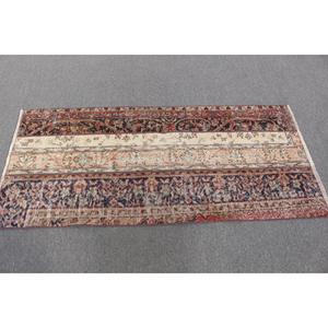 Vintage Small Rug 2.5x5.4 ft, <b>Red</b> Blue Camouflage Rug <b>Wool</b> - Product Image 2