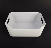Nouvelle boîte de rangement minimaliste rectangulaire en PP blanc, durable et écologique, pour cuisine, bureau, évier, tiroir, armoire, ou comme boîte à collation de bureau.
