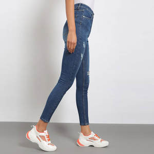 Pantalones vaqueros desgastados de pana XL para mujer, ropa de calle de invierno de secado rápido, decoración de logotipo, precio bajo, cantidad a granel plana - Product Image 3