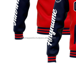 Chaqueta Varsity personalizada con cuello levantado de lana y cuero, bordado frontal de material, ropa de identidad con el logotipo del equipo de la Logo-MCACVJ-202 - Product Image 5