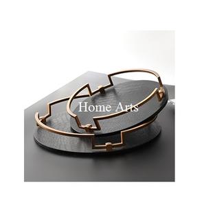 ชุดถาดเสิร์ฟอาหารบนโต๊ะดีไซน์โบราณมี2ขนาดที่แตกต่างกันถาดเสิร์ฟขนมที่ทำจากไม้และโลหะ - Product Image 1