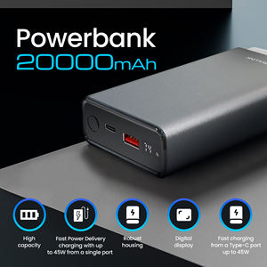 Extralink EPB-126 พาวเวอร์แบงค์ 20000mAh สีเงิน 45W PD USB-C 45W Power Delivery หน้าจอ LED แบตเตอรี่ LI-Polymer ช่องต่อไฟ DC - Product Image 3