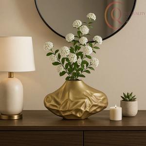 Modern Decorative Metal Tabletop Vase Designed for Center <b>Tables</b>, Side <b>Tables</b>, and Shelves, Featuring Durable Build - Product Image 1