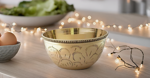 Cuenco para servir de latón de tamaño mediano, utensilios de cocina decorativos versátiles, técnica tallada en relieve, ensalada, batir huevos, dulces, mezcla para servir - Product Image 4