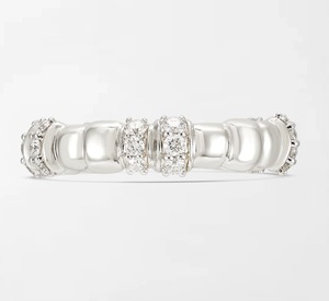 Elegante Banda con Ranuras en Forma de Nieve y 24 Diamantes Redondos Cultivados en Laboratorio de 0.39 Quilates GH-VS en Oro Blanco de 14K para Ocasiones Especiales y Fiestas - Product Image 2
