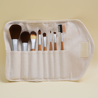 Ensemble de 8 pinceaux de maquillage Dongshen, écologiques, avec manche en bambou, poils synthétiques sans cruauté, avec étui pour anticernes