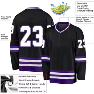 Jersey de Hockey sobre Hielo Sublimado Personalizado de Alta Calidad con Tela Transpirable de Secado Rápido y Antibacteriana, Jersey Deportivo OEM - Product Image 4