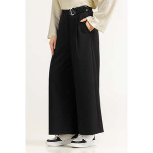 Pantalones de Pierna Ancha de Crepé con Pliegues Delanteros y Cintura Alta para Otoño WM-TRC-SS26-605 Antiarrugas Minimalistas - Product Image 5