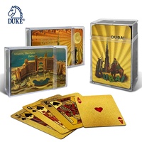 Cartes à jouer en feuille d'or sur mesure en matière plastique avec motif de paysage de Dubaï